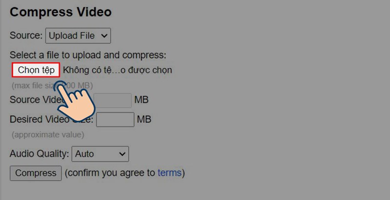 Chọn mục Compress để nén dung lượng video